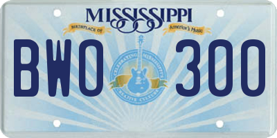 MS license plate BWO300