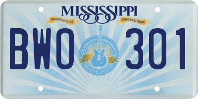 MS license plate BWO301
