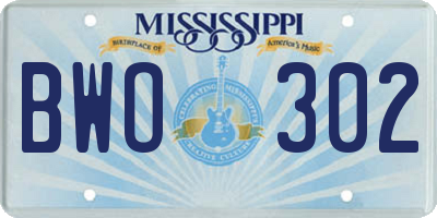 MS license plate BWO302