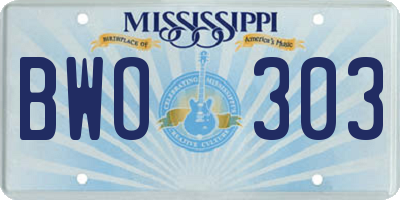 MS license plate BWO303