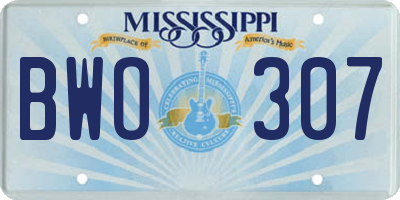 MS license plate BWO307
