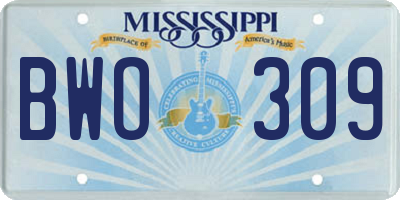 MS license plate BWO309