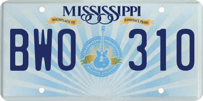 MS license plate BWO310