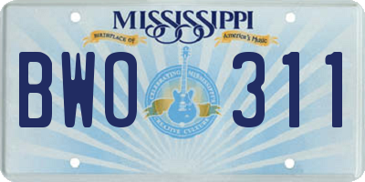 MS license plate BWO311