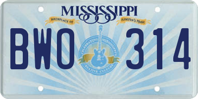 MS license plate BWO314