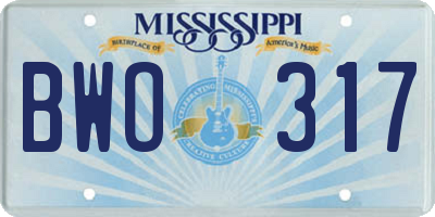 MS license plate BWO317