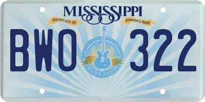 MS license plate BWO322