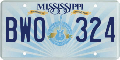 MS license plate BWO324
