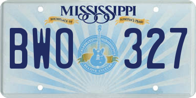 MS license plate BWO327