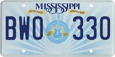 MS license plate BWO330