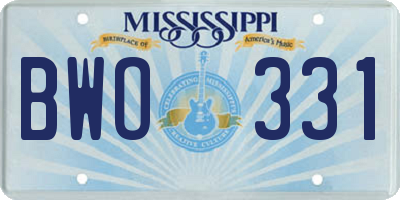 MS license plate BWO331