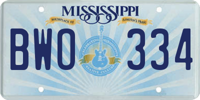 MS license plate BWO334