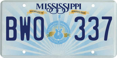 MS license plate BWO337