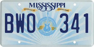 MS license plate BWO341