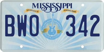MS license plate BWO342