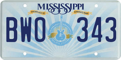 MS license plate BWO343