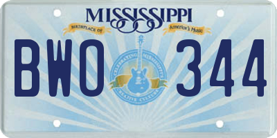 MS license plate BWO344