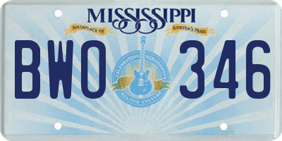 MS license plate BWO346