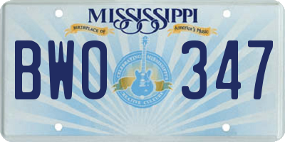 MS license plate BWO347