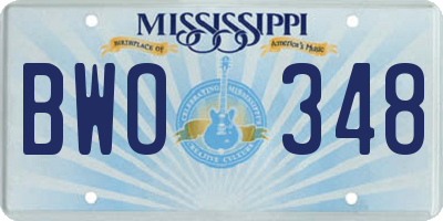 MS license plate BWO348