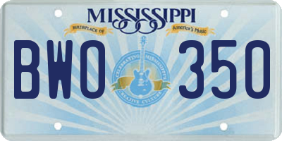 MS license plate BWO350