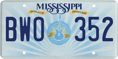 MS license plate BWO352