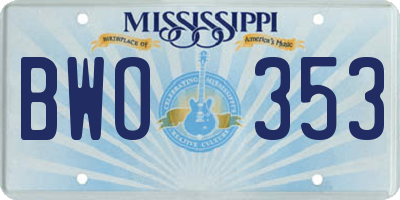 MS license plate BWO353