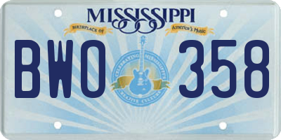 MS license plate BWO358