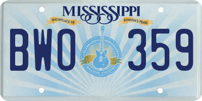 MS license plate BWO359
