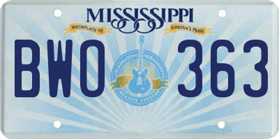 MS license plate BWO363
