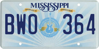 MS license plate BWO364