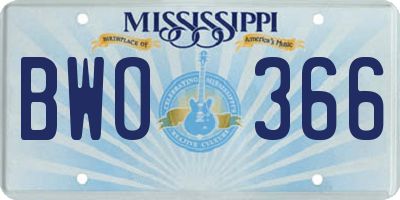 MS license plate BWO366