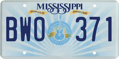 MS license plate BWO371