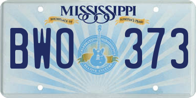 MS license plate BWO373