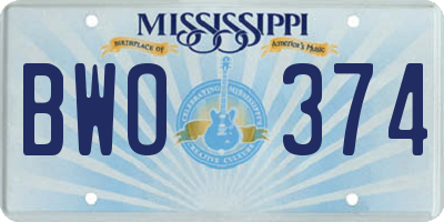 MS license plate BWO374