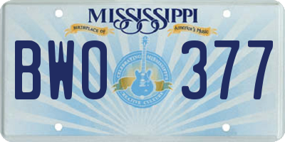 MS license plate BWO377