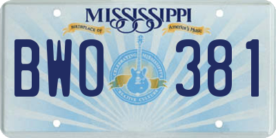 MS license plate BWO381