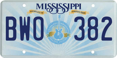 MS license plate BWO382