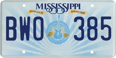 MS license plate BWO385