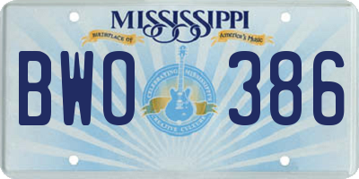 MS license plate BWO386
