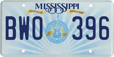 MS license plate BWO396