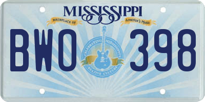 MS license plate BWO398