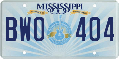 MS license plate BWO404
