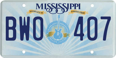 MS license plate BWO407