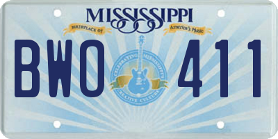 MS license plate BWO411