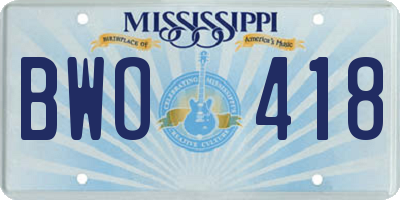 MS license plate BWO418