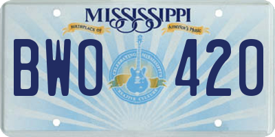 MS license plate BWO420