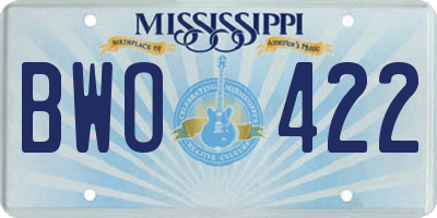 MS license plate BWO422