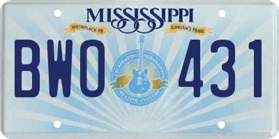 MS license plate BWO431