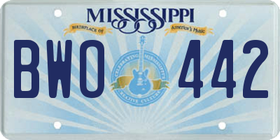 MS license plate BWO442